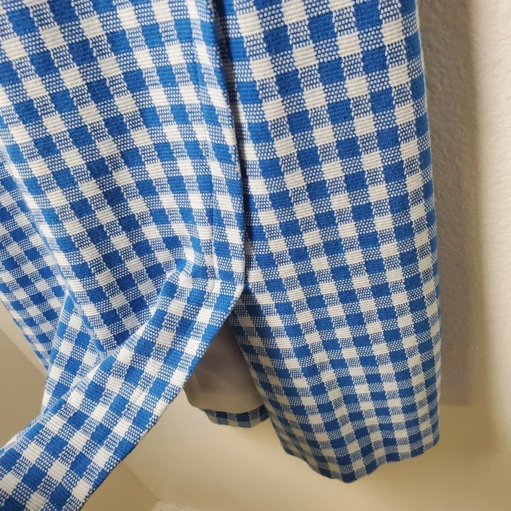 Ann Taylor Blue & White Gingham Check Sleeveless Sheath Dress Size 2 Tall Summer